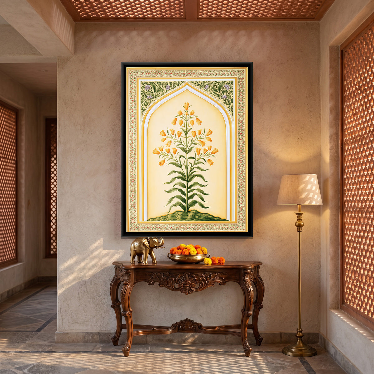 Mughal Lily — canvas art shown in a styled room
