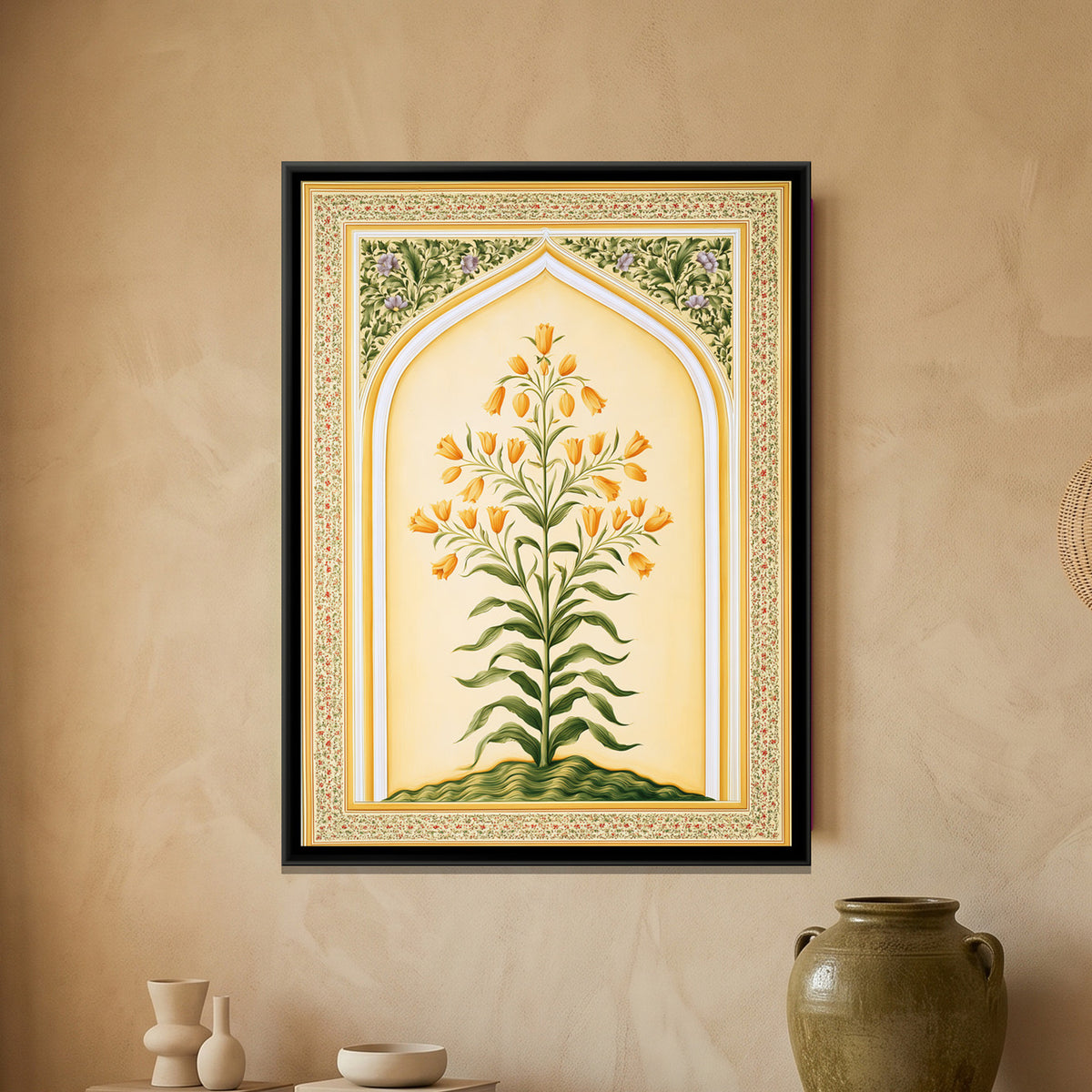 Mughal Lily — framed canvas art hung on a wall