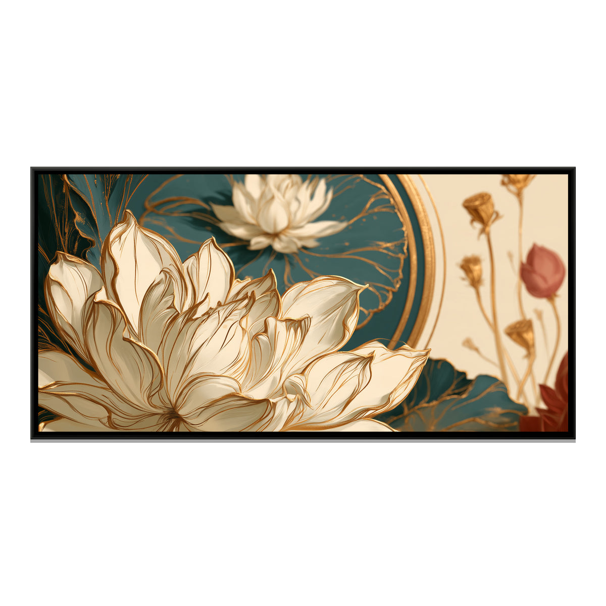 Art Nouveau Lotus — framed canvas print, front view