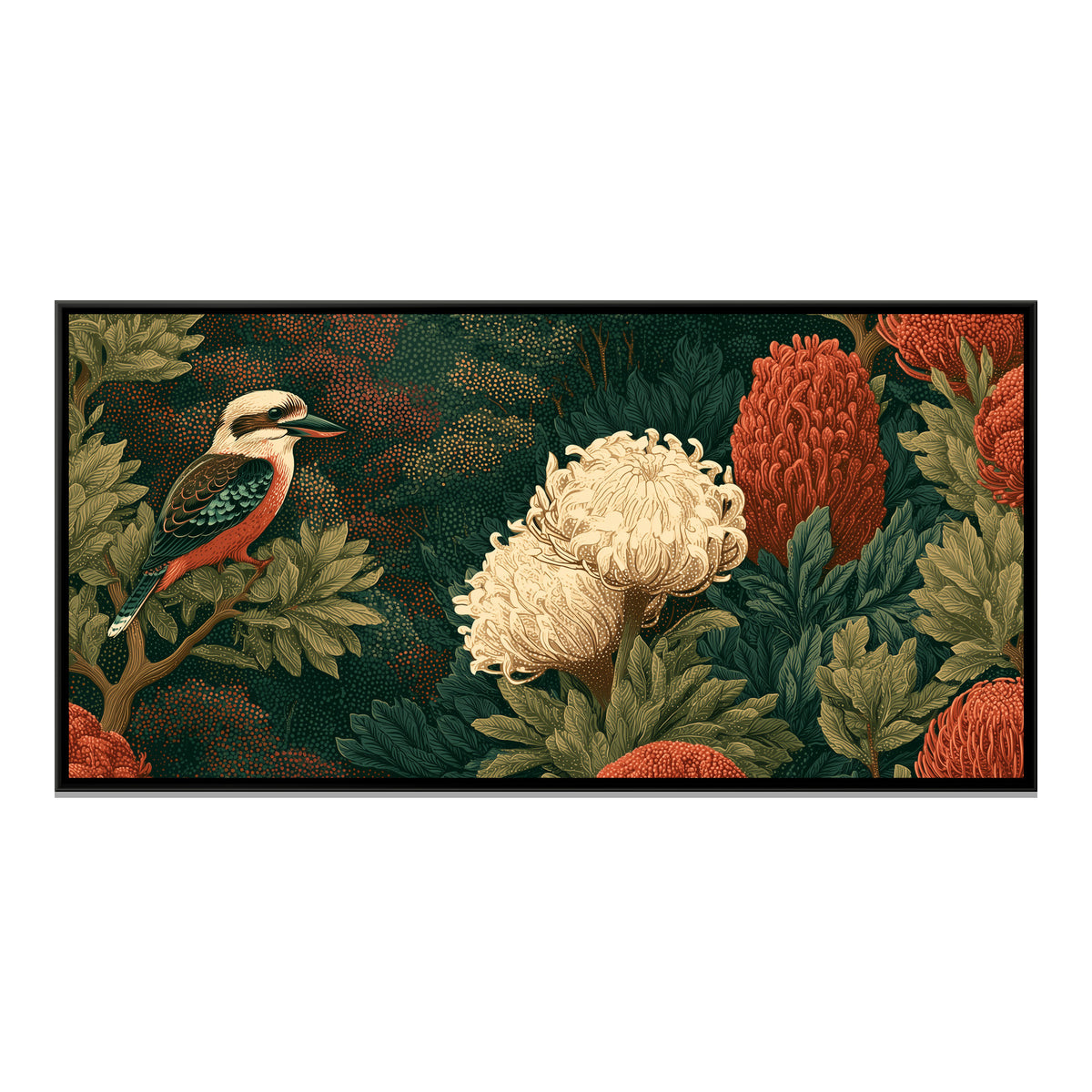 Kookaburra — framed canvas print, front view