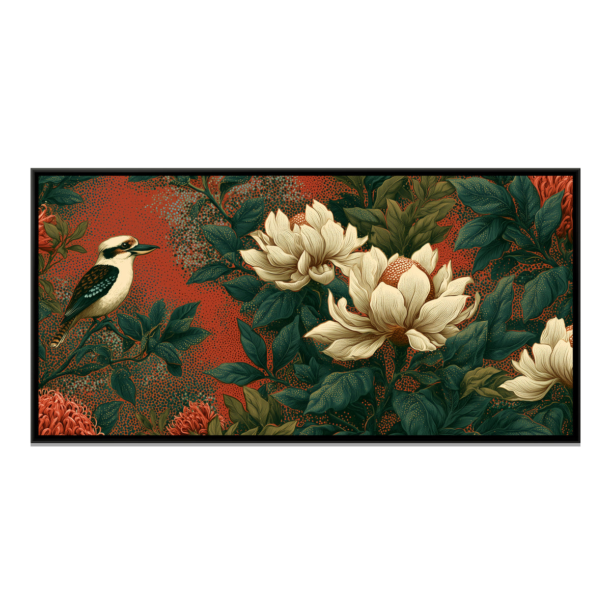 Kookaburra — framed canvas print, front view