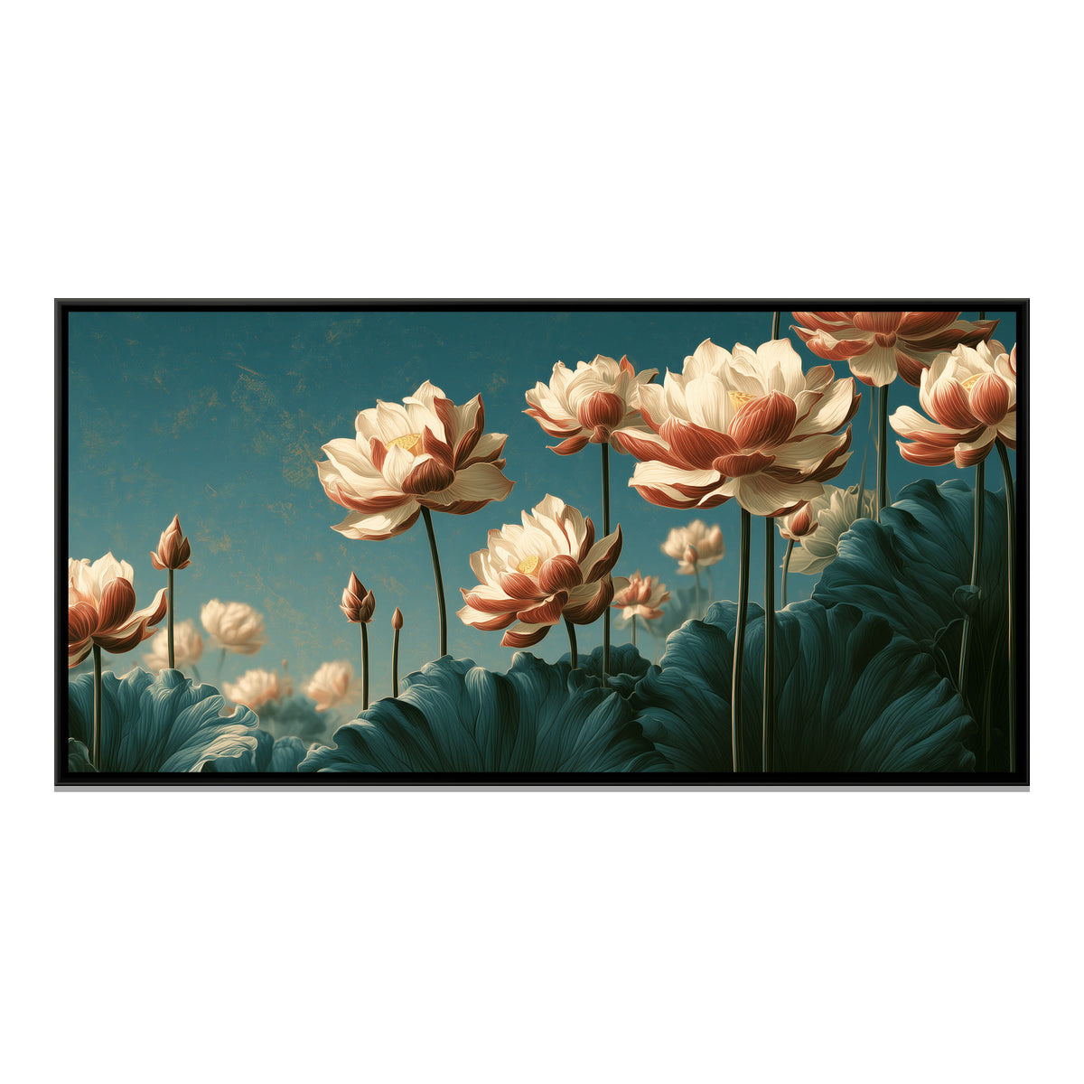 Chinoiserie Lotus — framed canvas print, front view