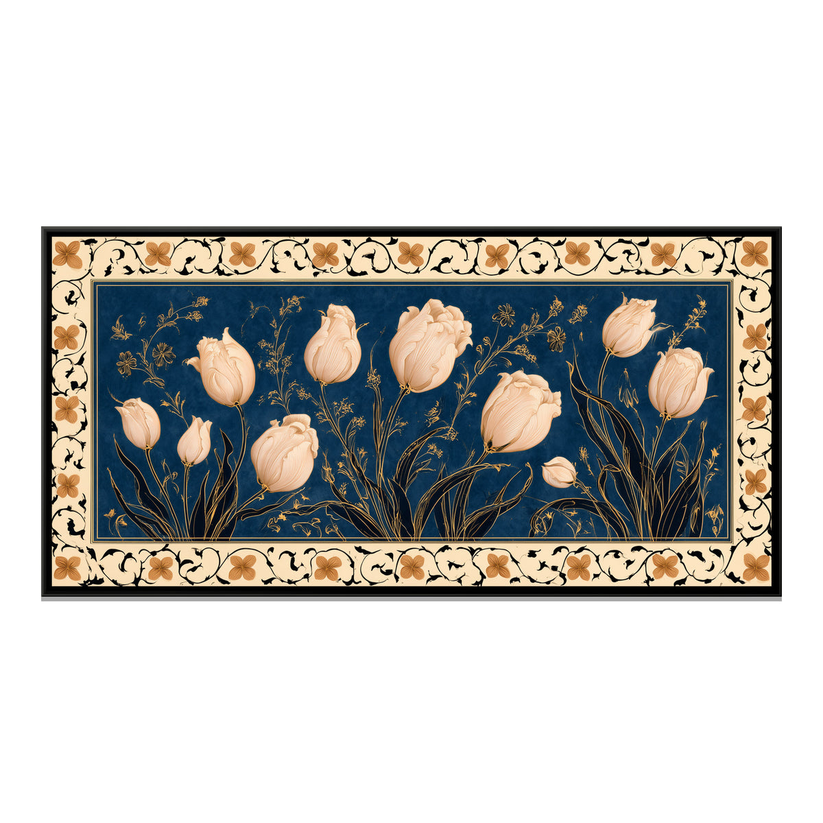Mughal Tulips — framed canvas print, front view