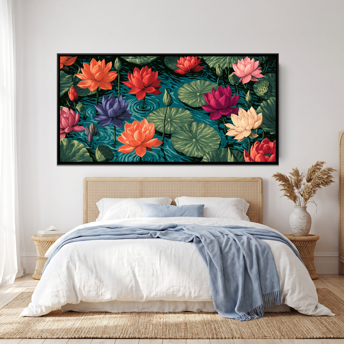 Lotus Pond — framed canvas art hung on a wall