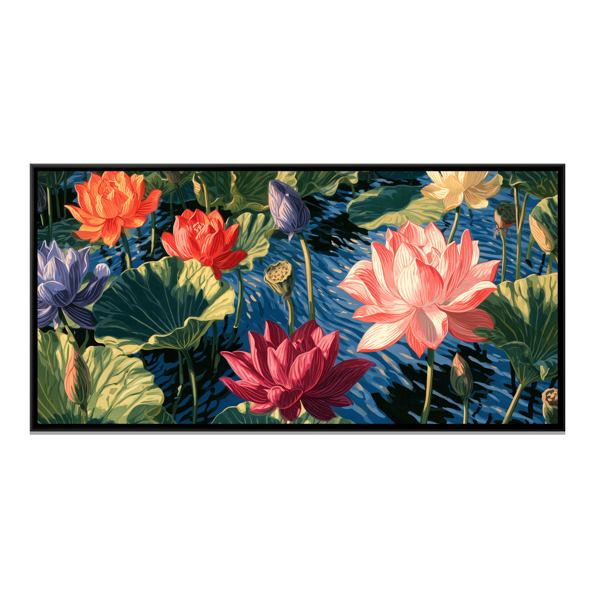 Lotus Pond — framed canvas print, front view