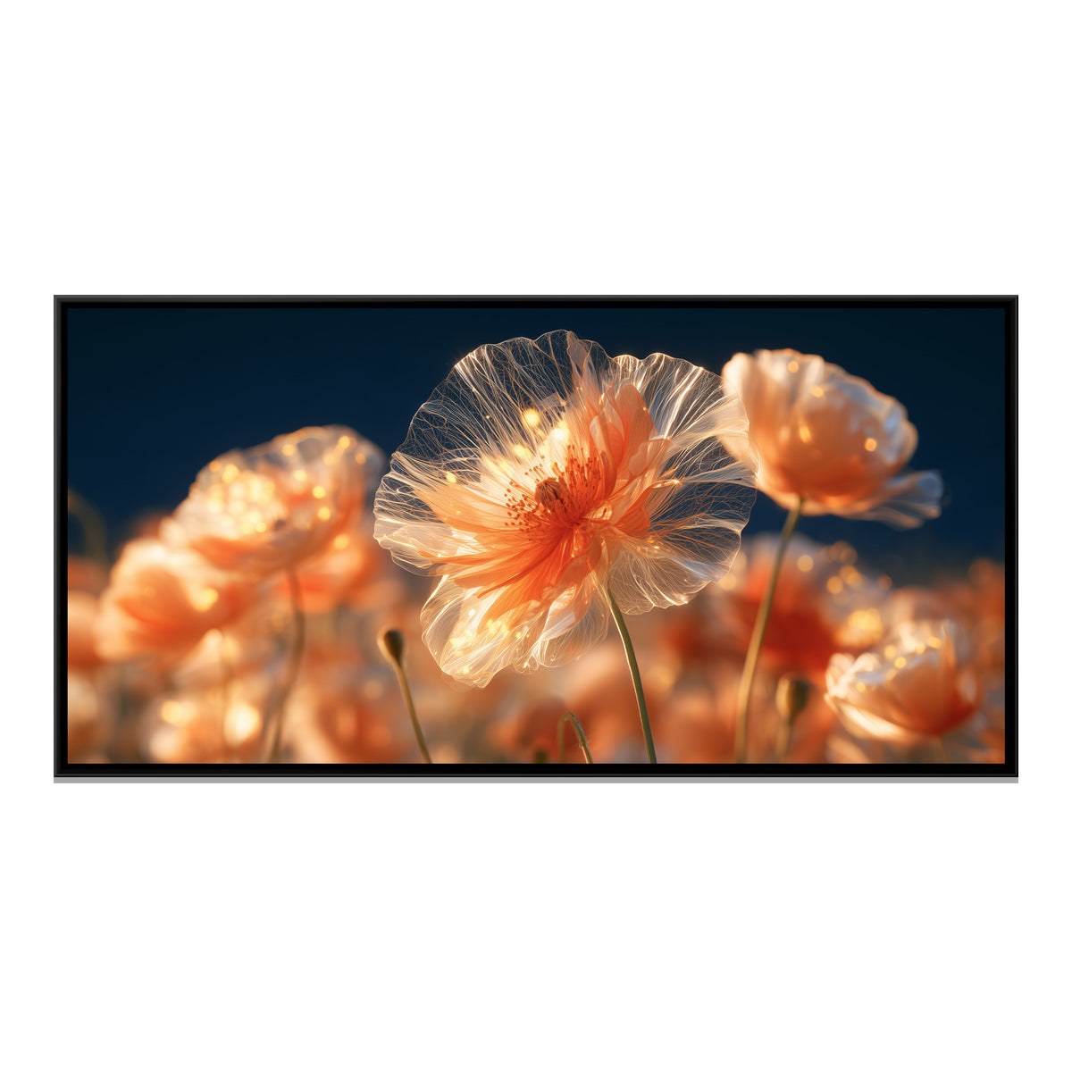 Orange Poppies — framed canvas print, front view