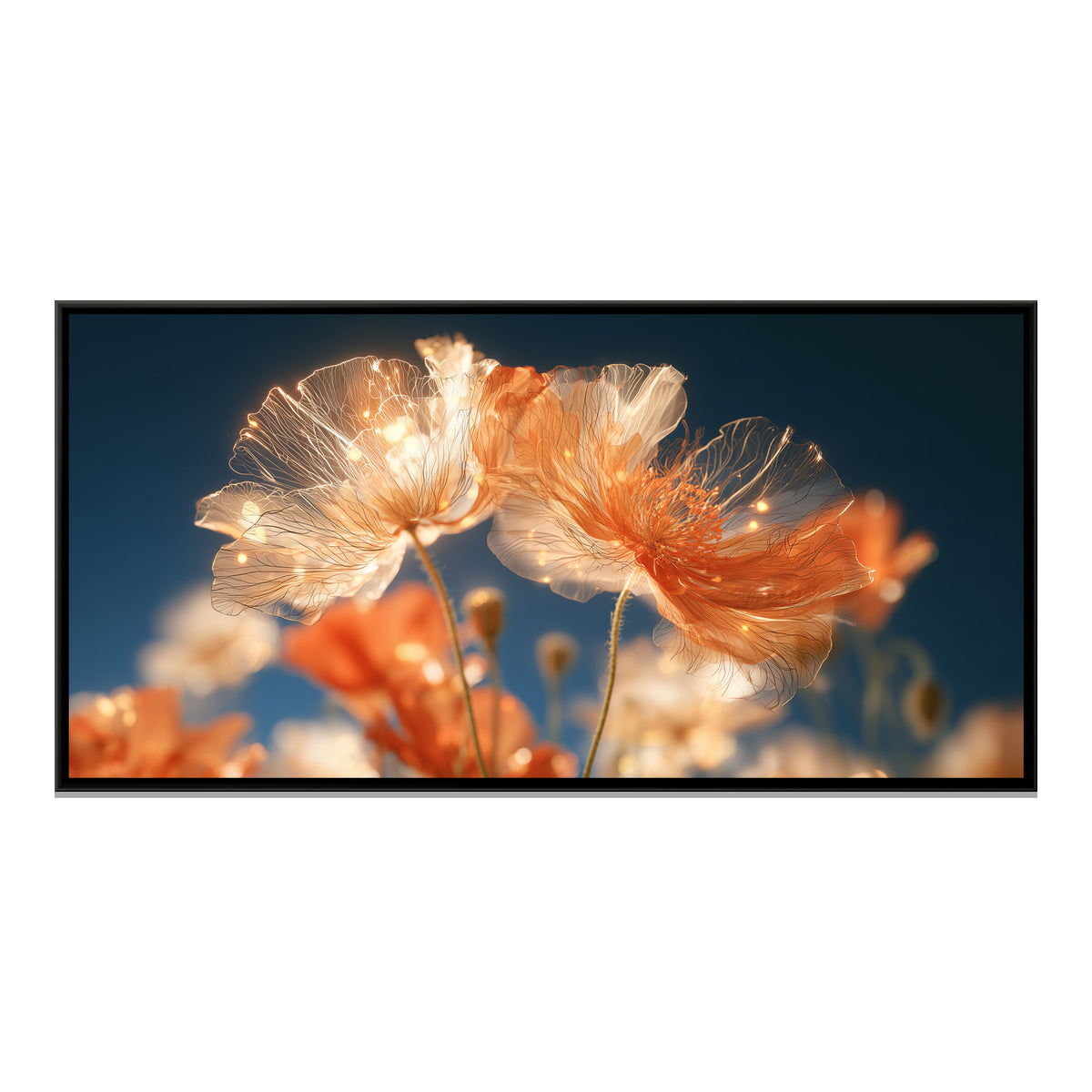 Orange Poppies — framed canvas print, front view