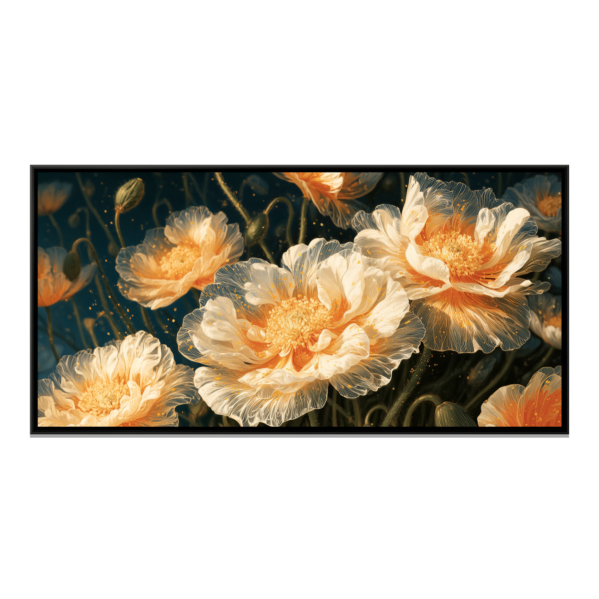 Orange Poppies — framed canvas print, front view