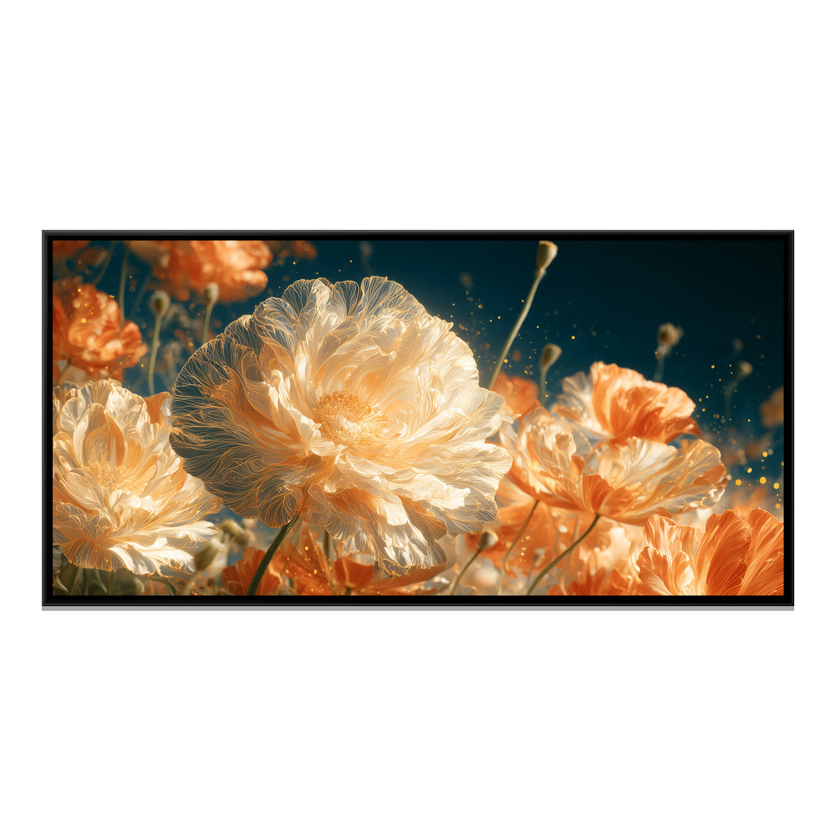 Orange Poppies — framed canvas print, front view