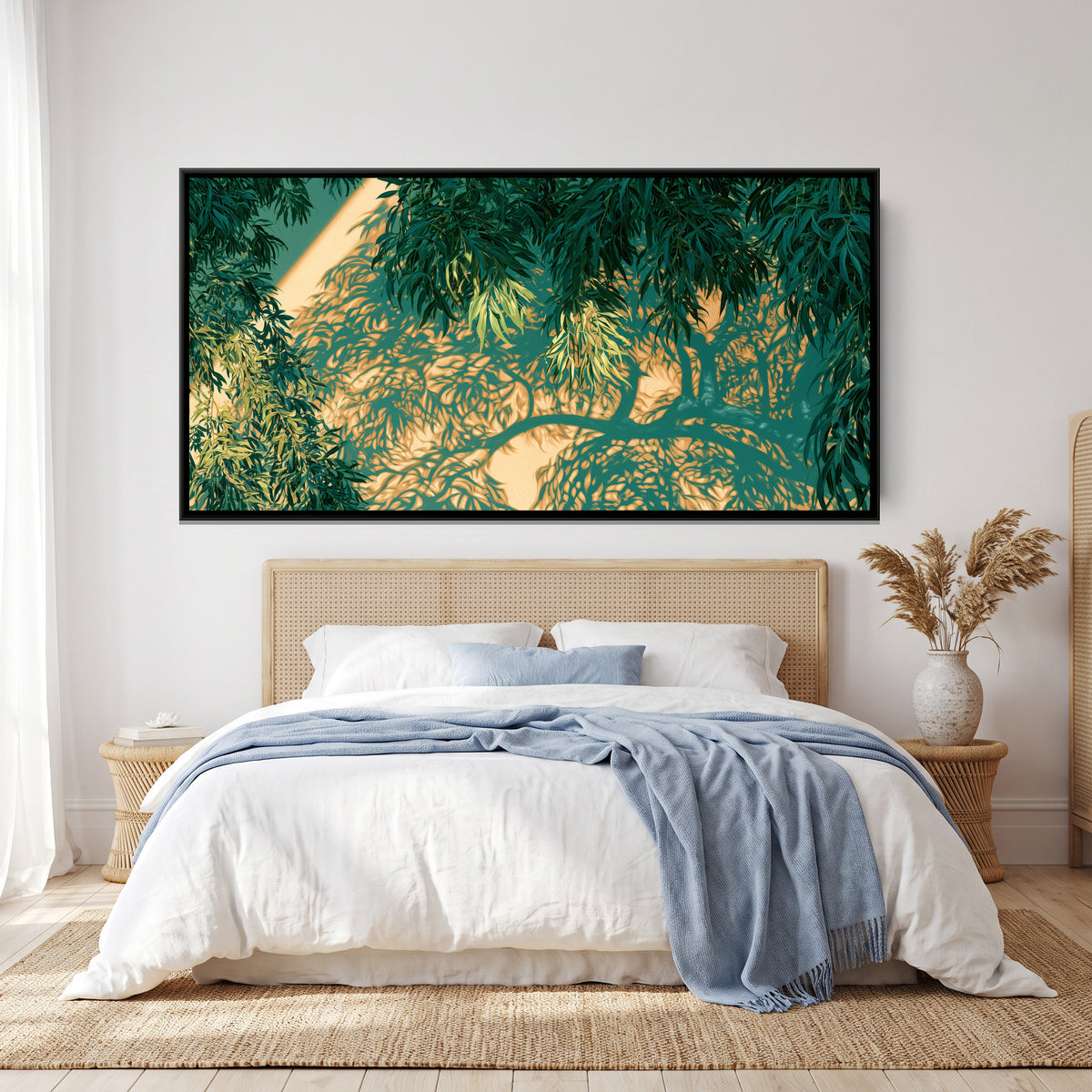 Willow Leaves — canvas art shown in a second room setting