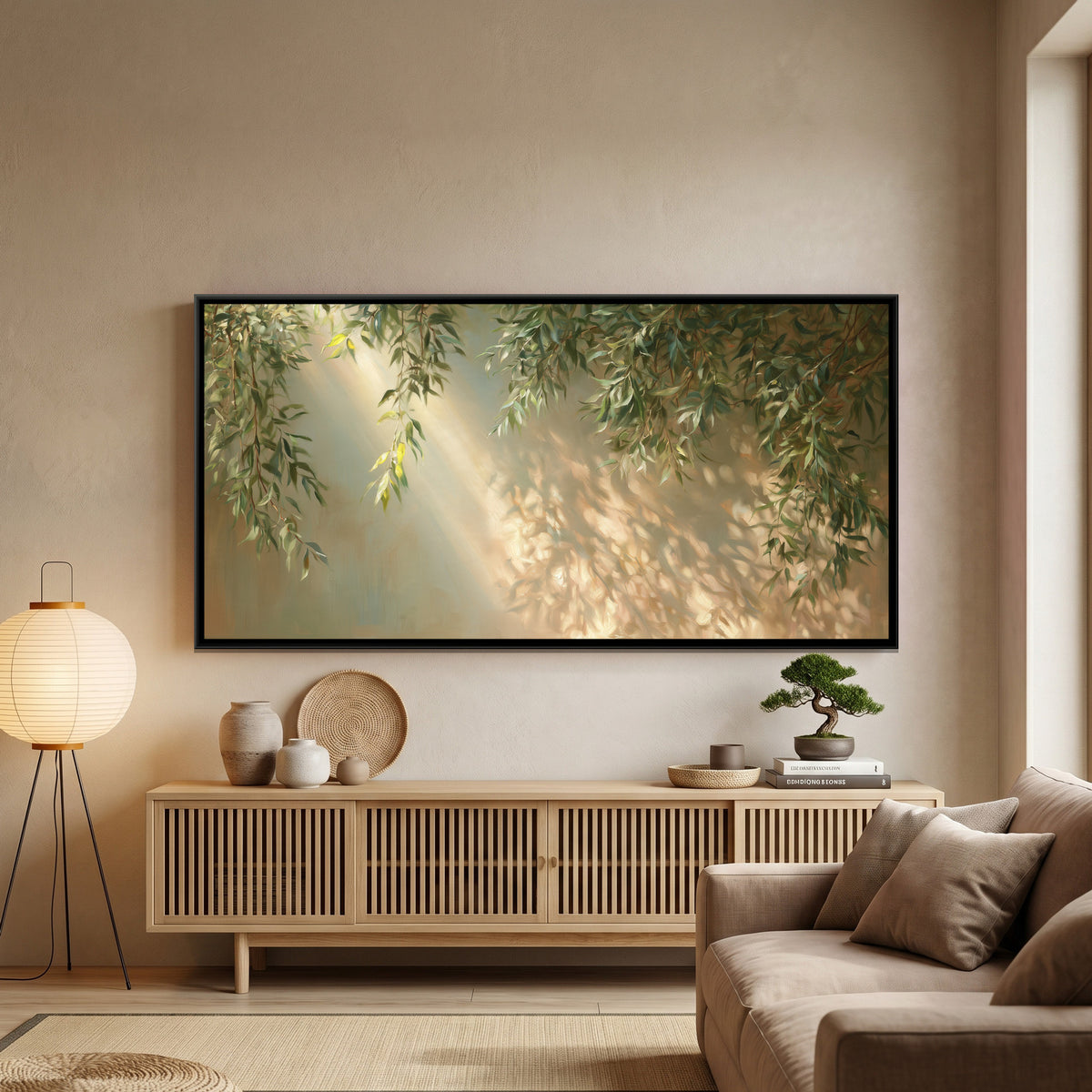 Willow Leaves — framed canvas art hung on a wall