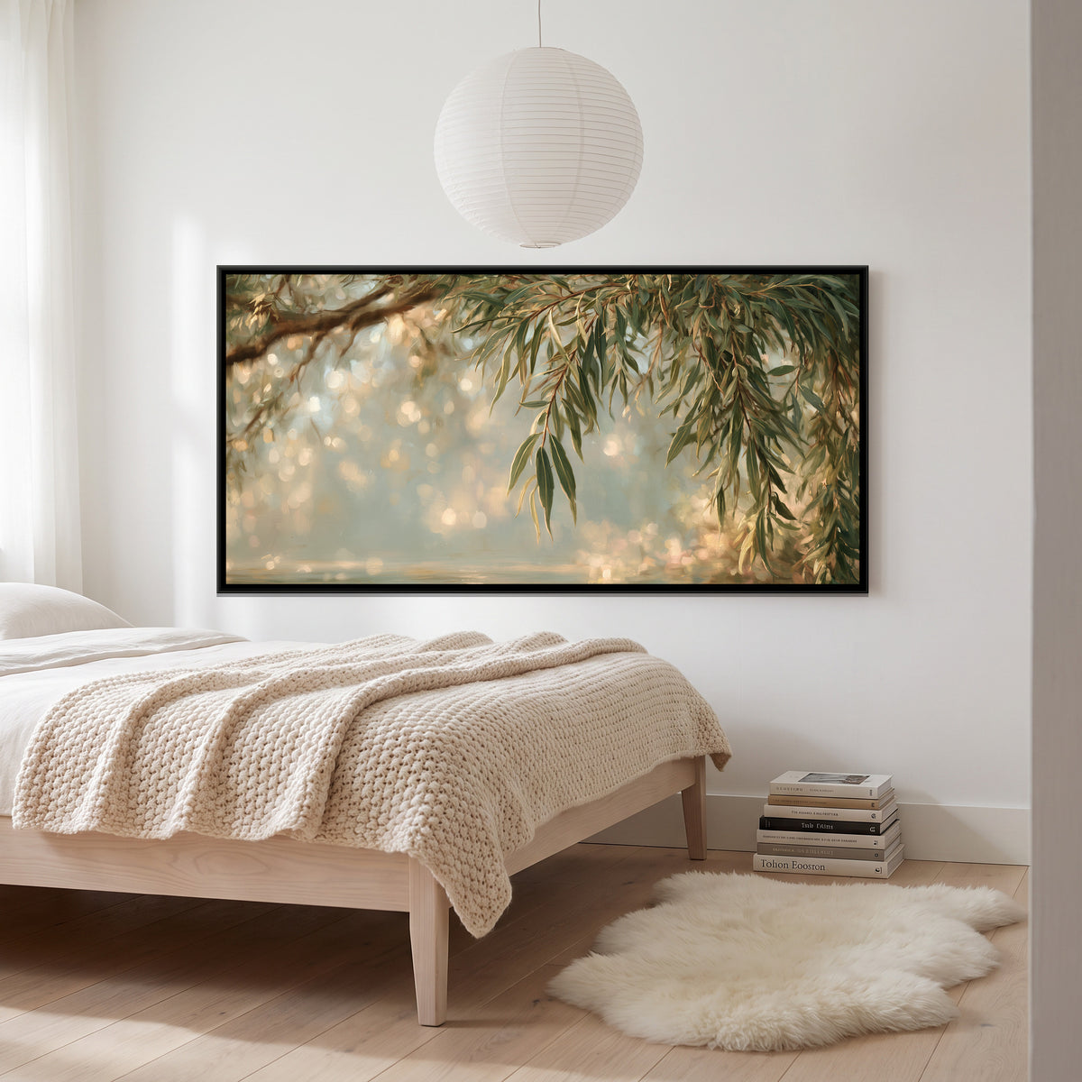 Willow Leaves — canvas art shown in a second room setting
