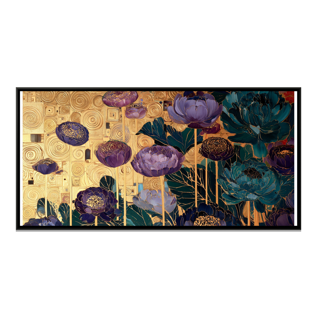 Klimt Flowers — framed canvas print, front view