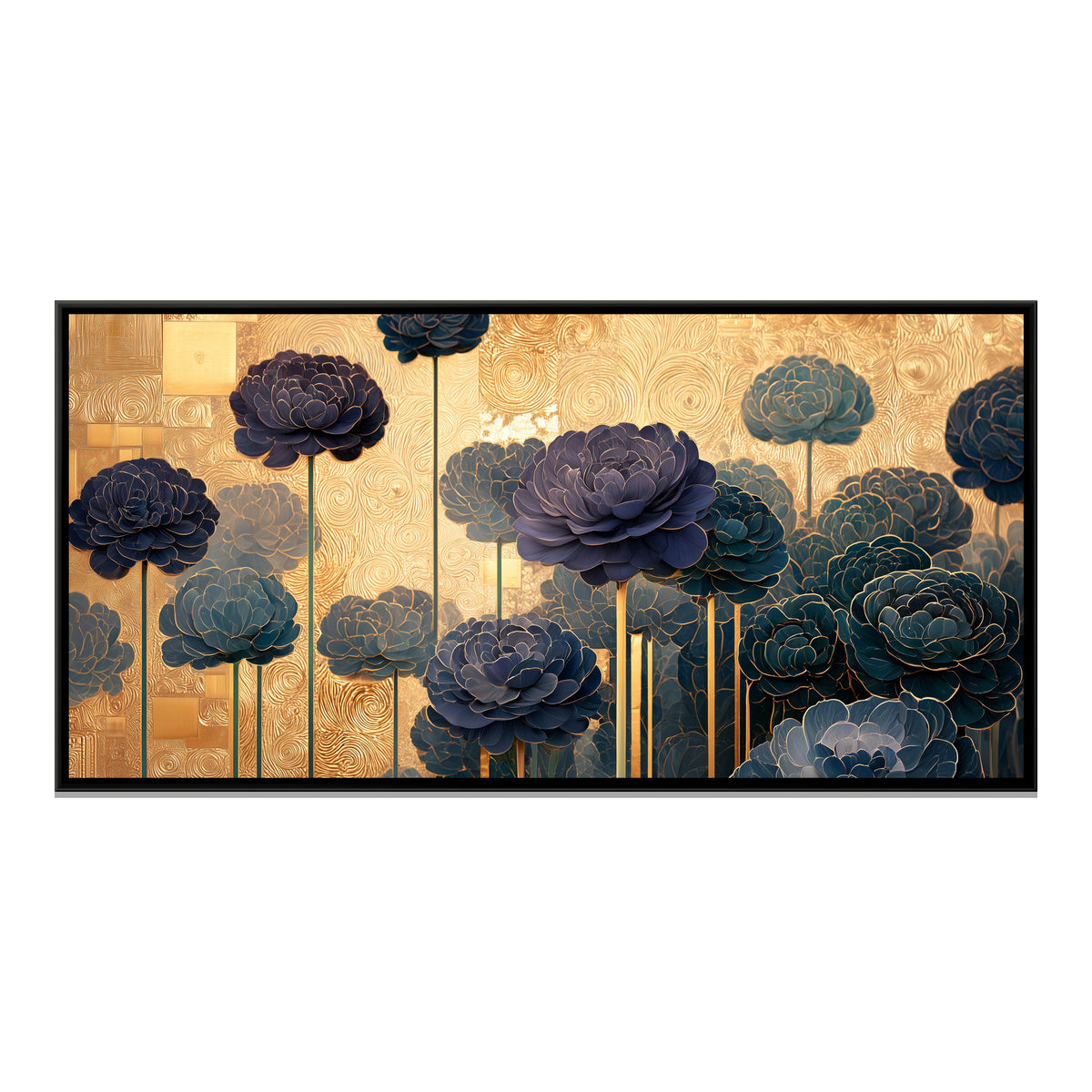 Klimt Flowers — framed canvas print, front view