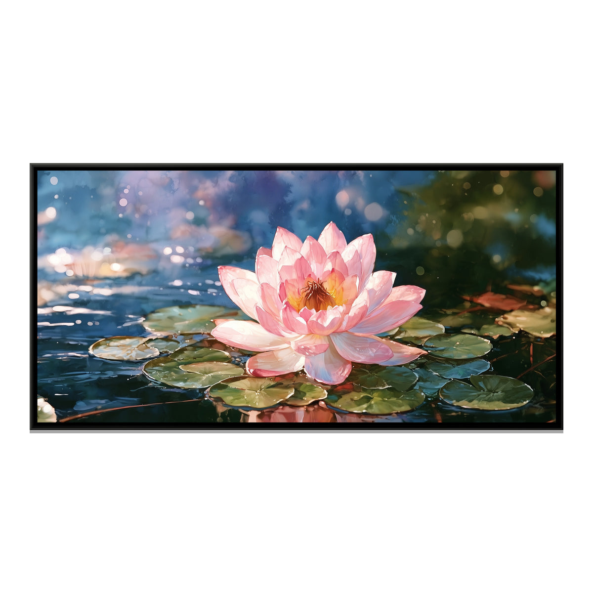 Pink Lotus — framed canvas print, front view