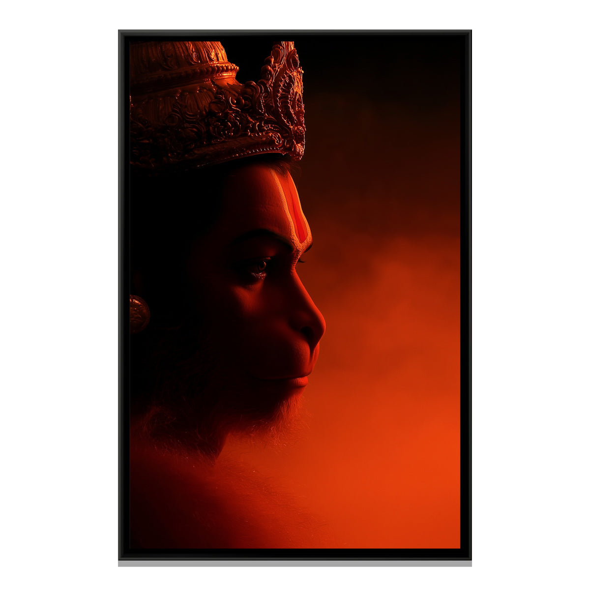 Hanuman Ji Face — framed canvas print, front view