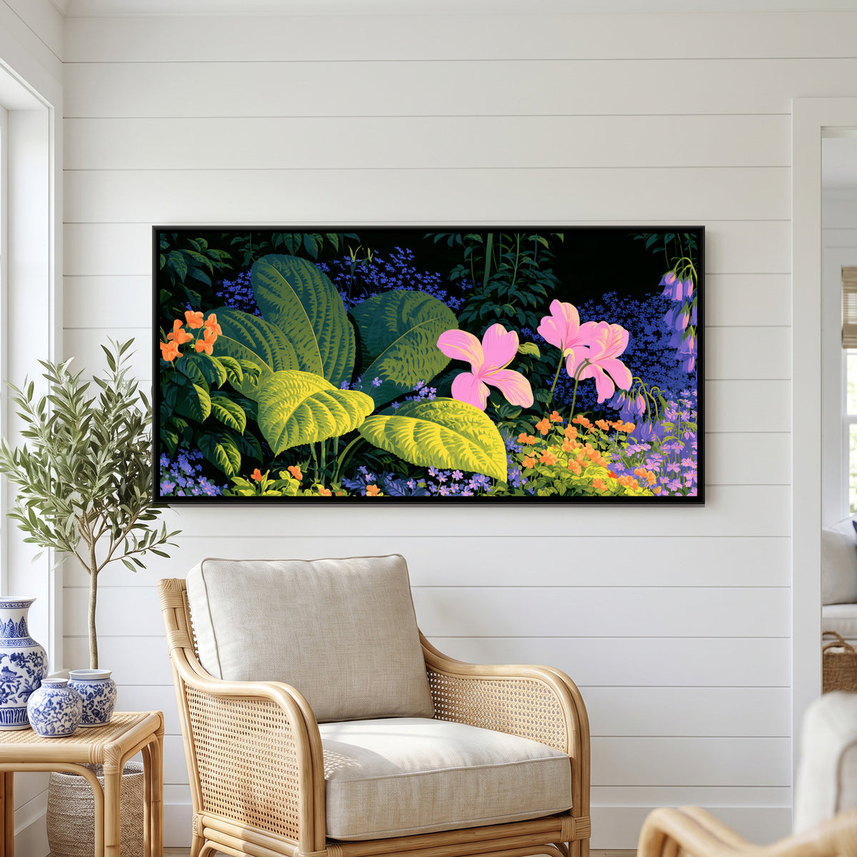 Tropical Jungle — framed canvas art hung on a wall