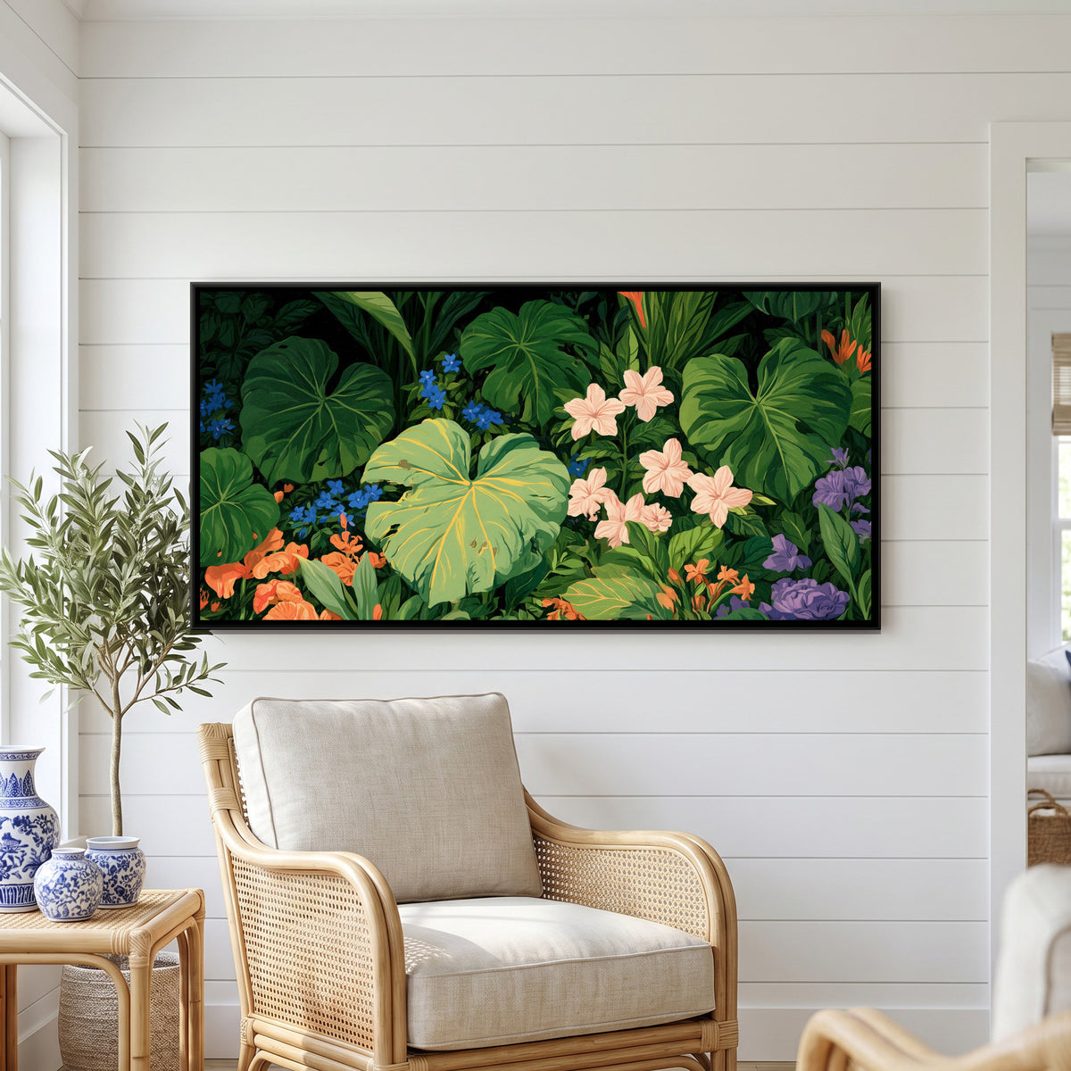 Tropical Jungle — framed canvas art hung on a wall