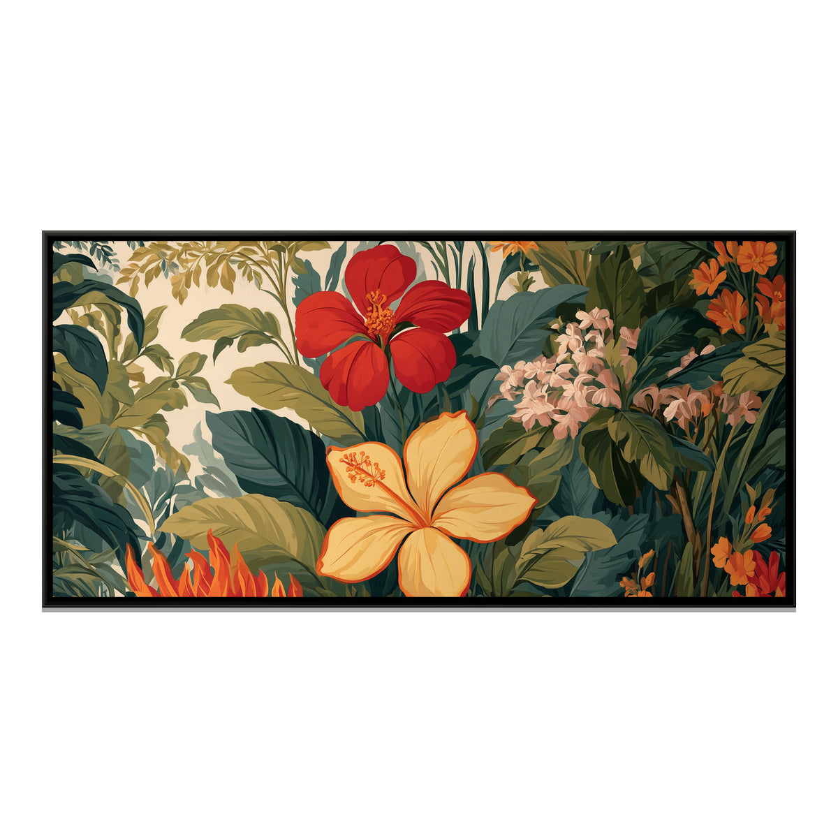 Tropical Flowers — framed canvas print, front view