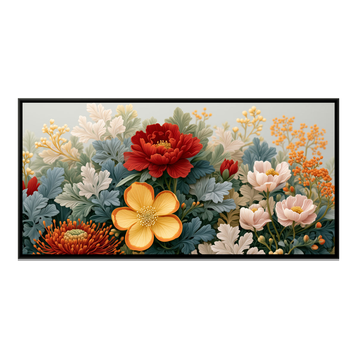 Tropical Flowers — framed canvas print, front view