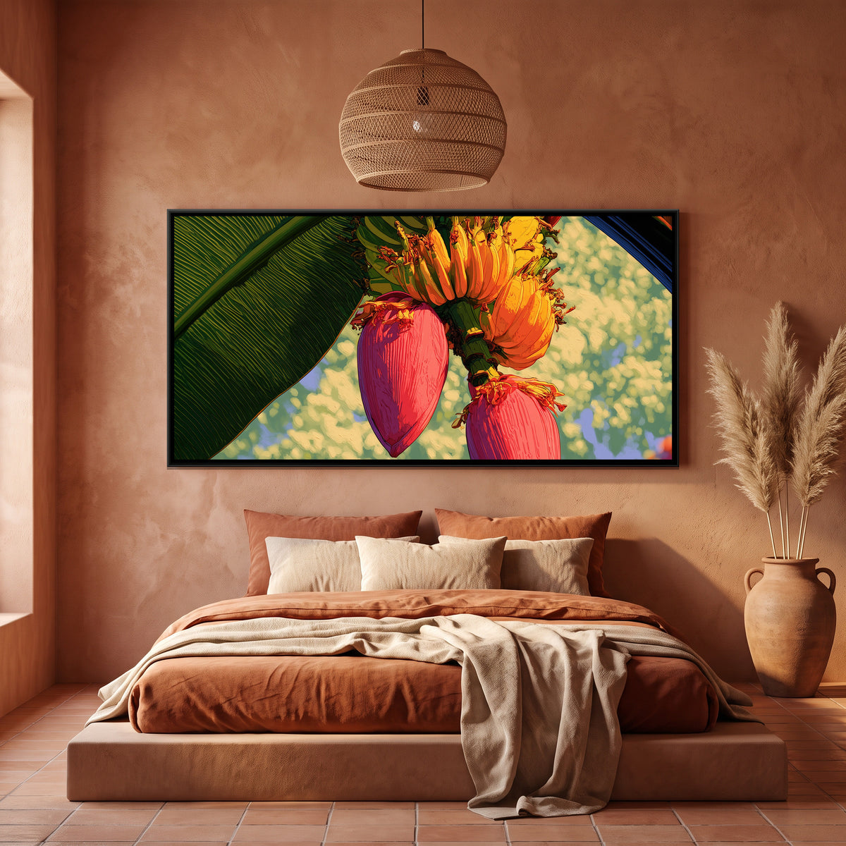Banana Blossom — canvas art shown in a styled room