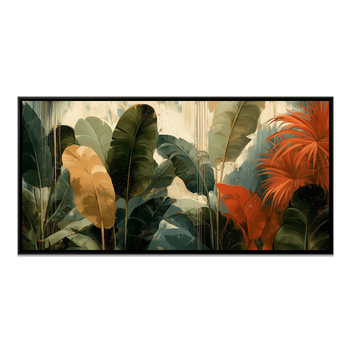Banana Leaves — framed canvas print, front view