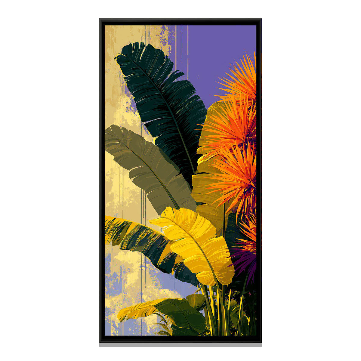 Tropical Banana Leaves — framed canvas print, front view
