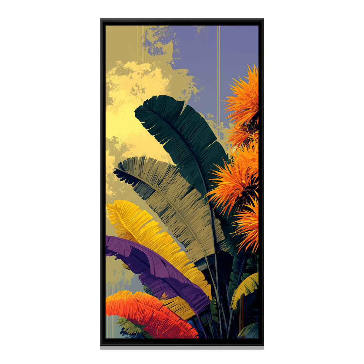 Tropical Banana Leaves — framed canvas print, front view