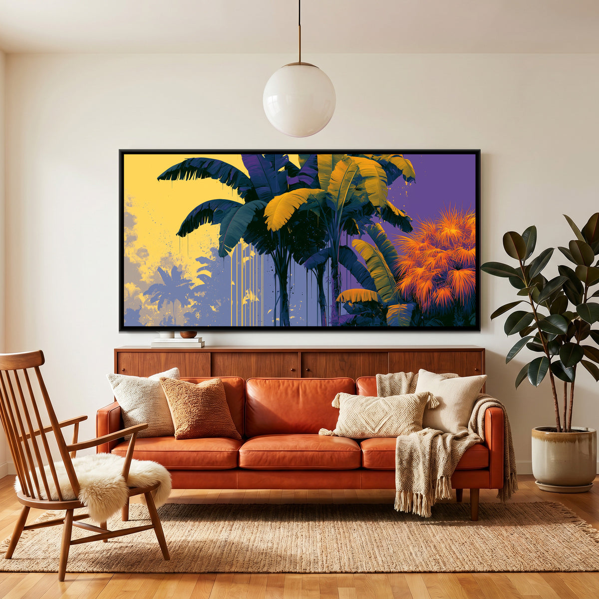 Banana Leaves — canvas art shown in a second room setting