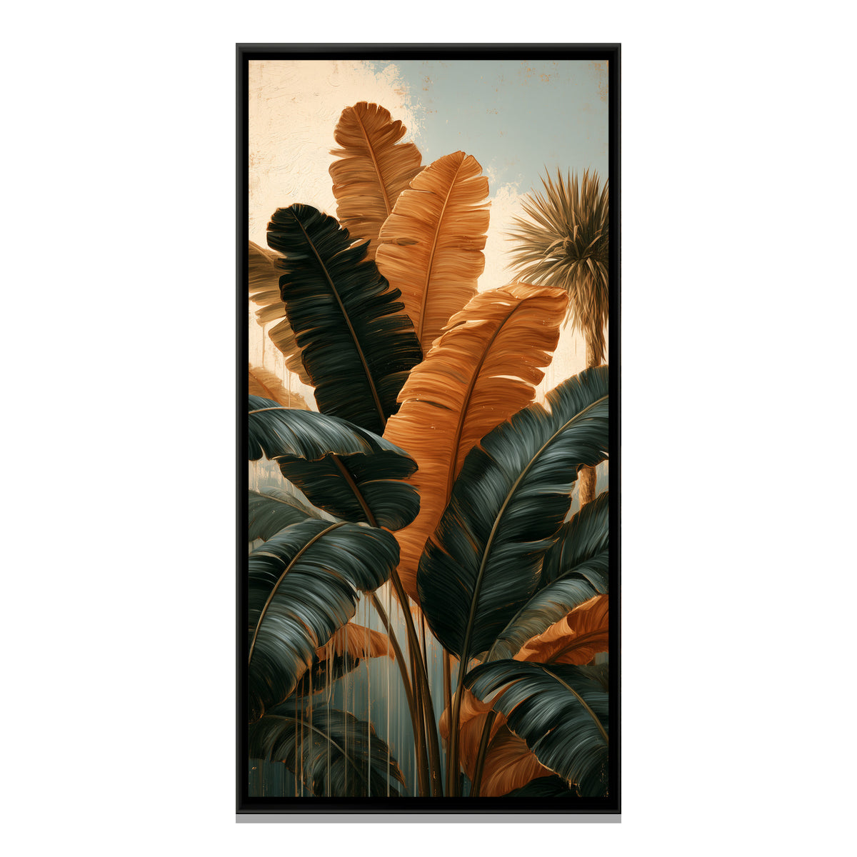 Tropical Banana Leaves — framed canvas print, front view