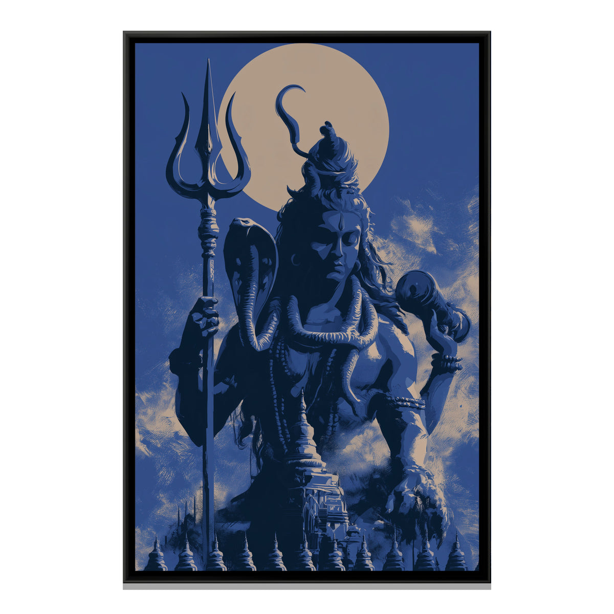Mahadev with Trishul — framed canvas print, front view