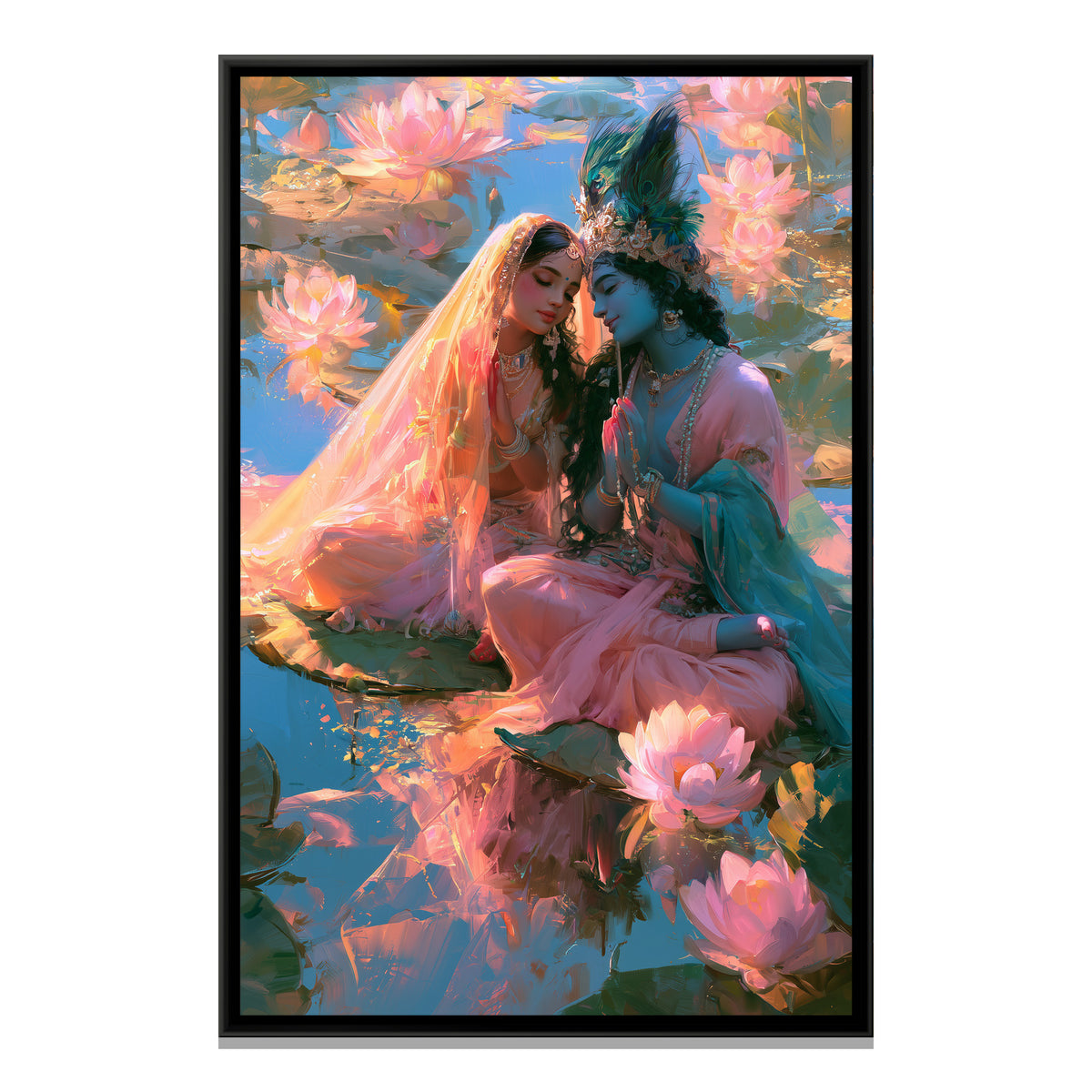 Shri Radha Krishna — framed canvas print, front view