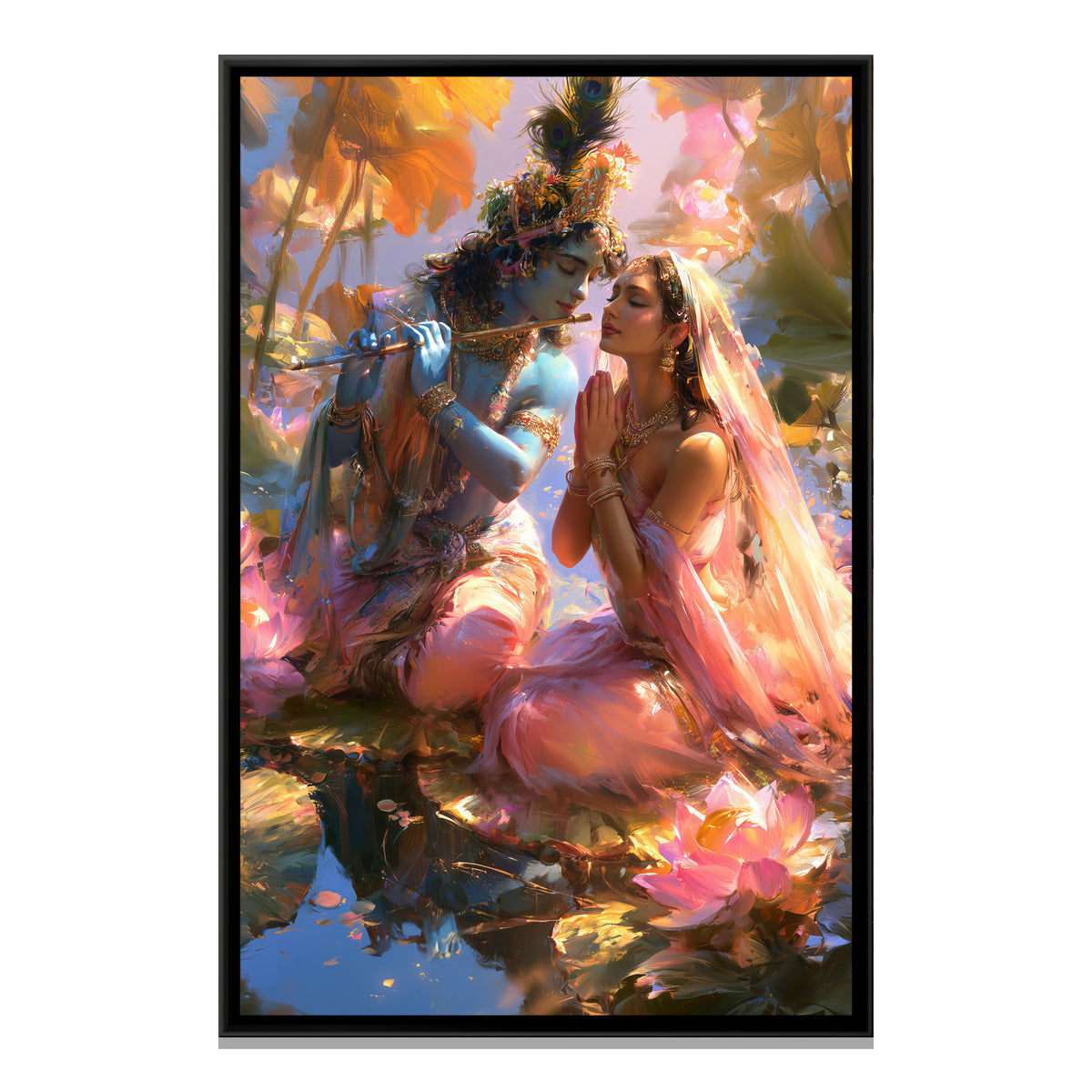 Shri Radha Krishna — framed canvas print, front view