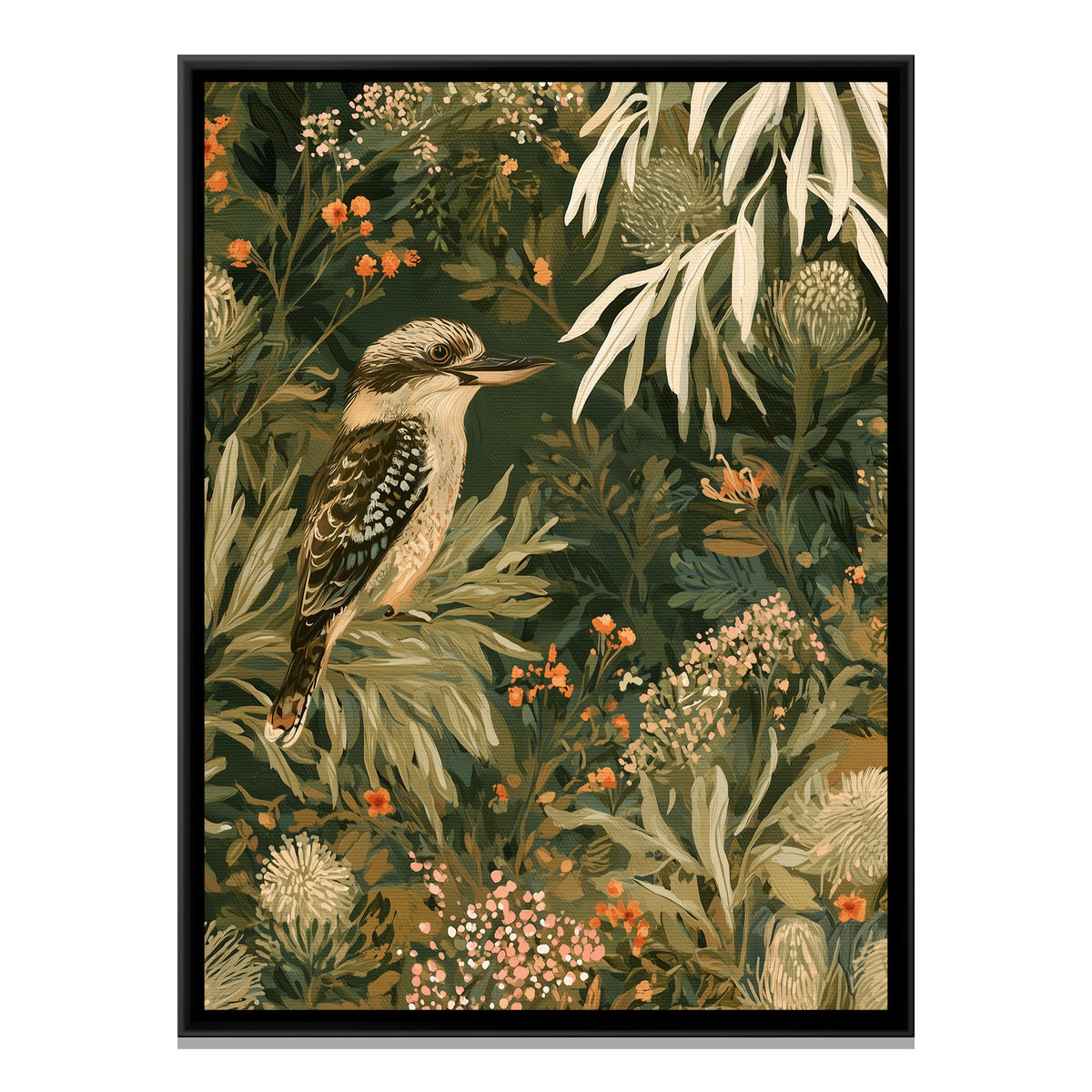 Kookaburra — framed canvas print, front view