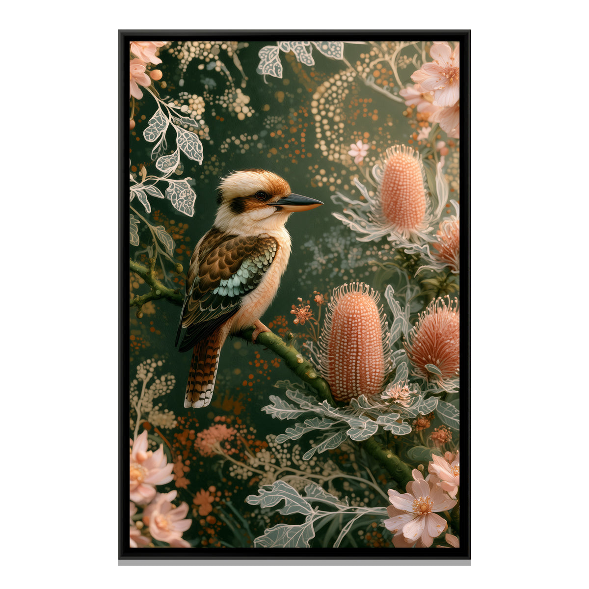 Kookaburra — framed canvas print, front view