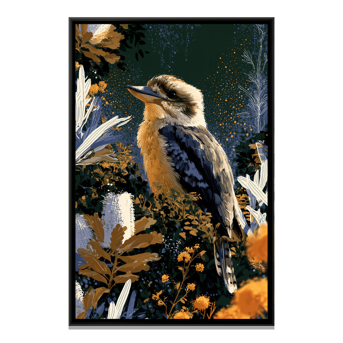 Kookaburra — framed canvas print, front view