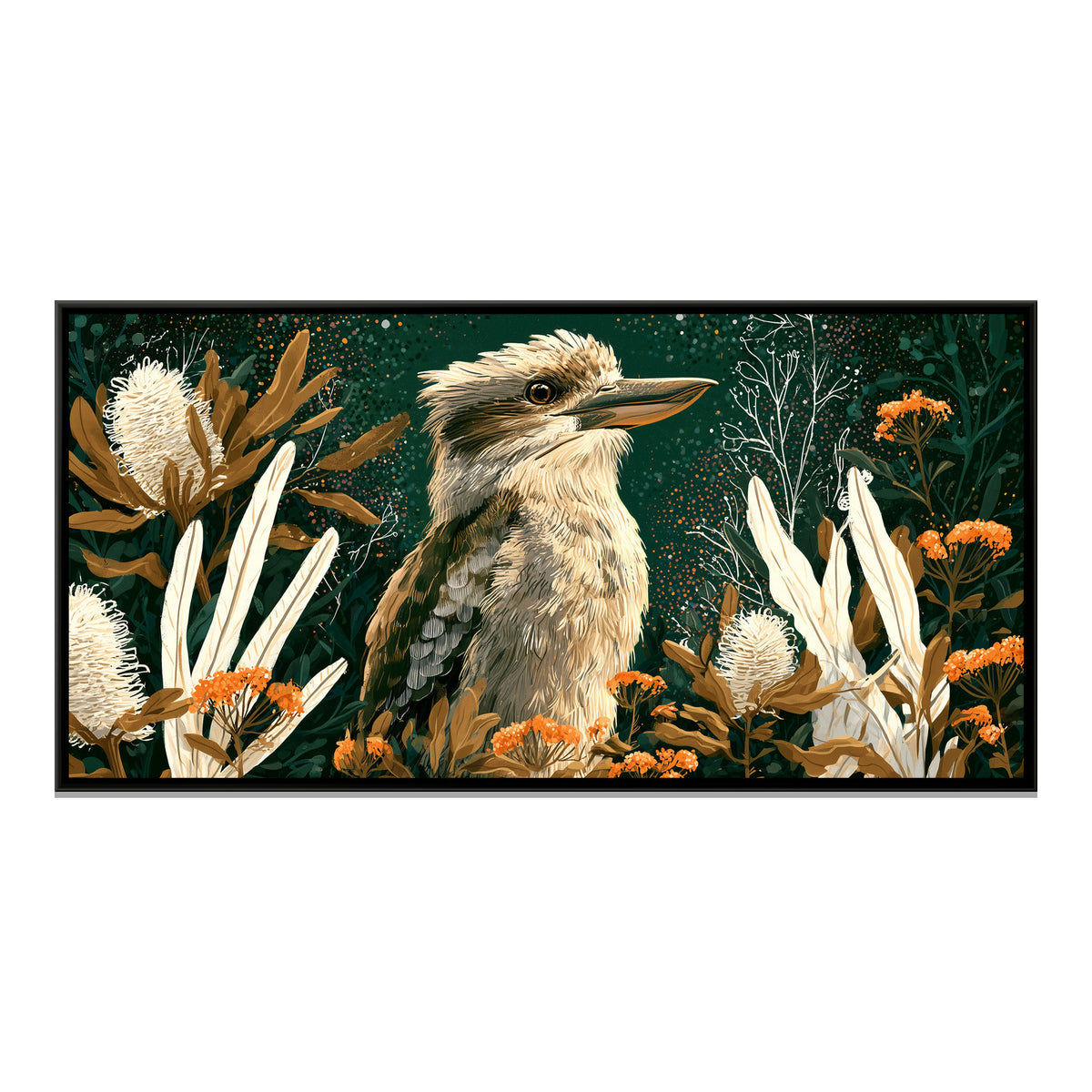 Kookaburra — framed canvas print, front view