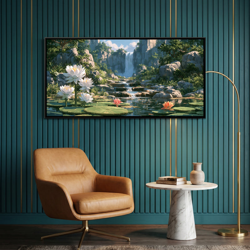 Waterfall and Water Lilies