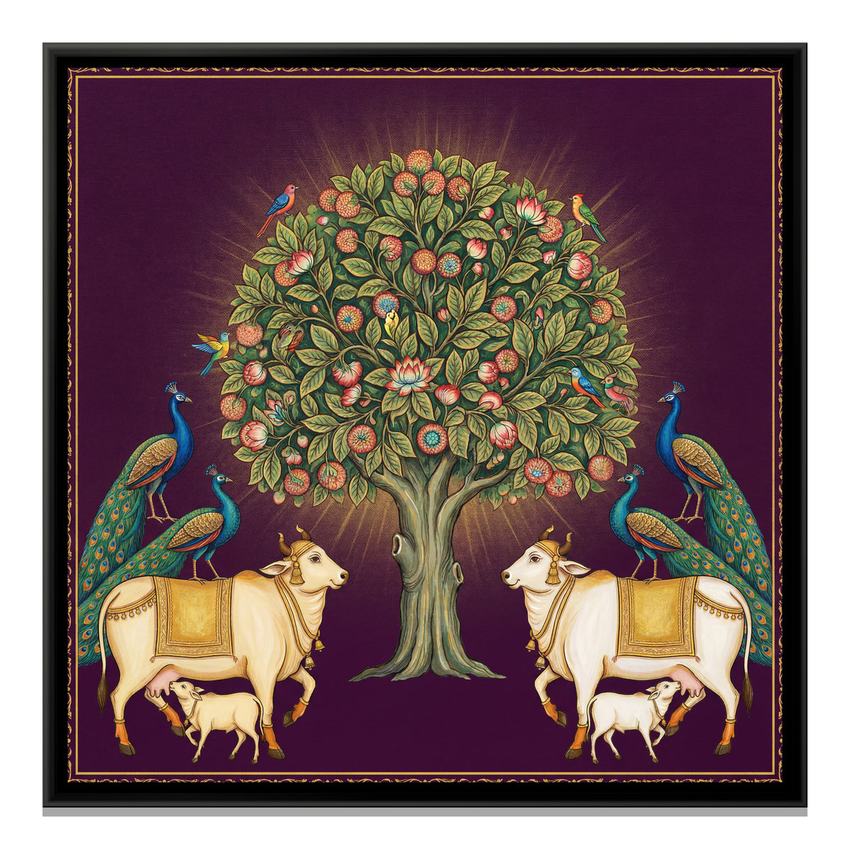 Pichwai Kalpavriksha Tree — framed canvas print, front view