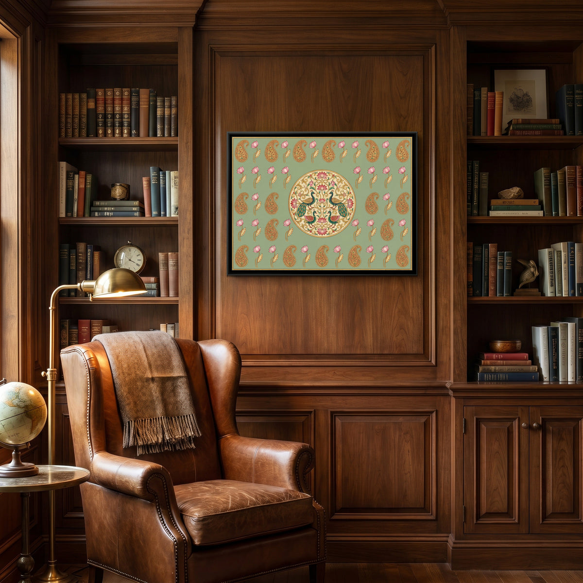Pichwai Paisley — canvas art shown in a second room setting