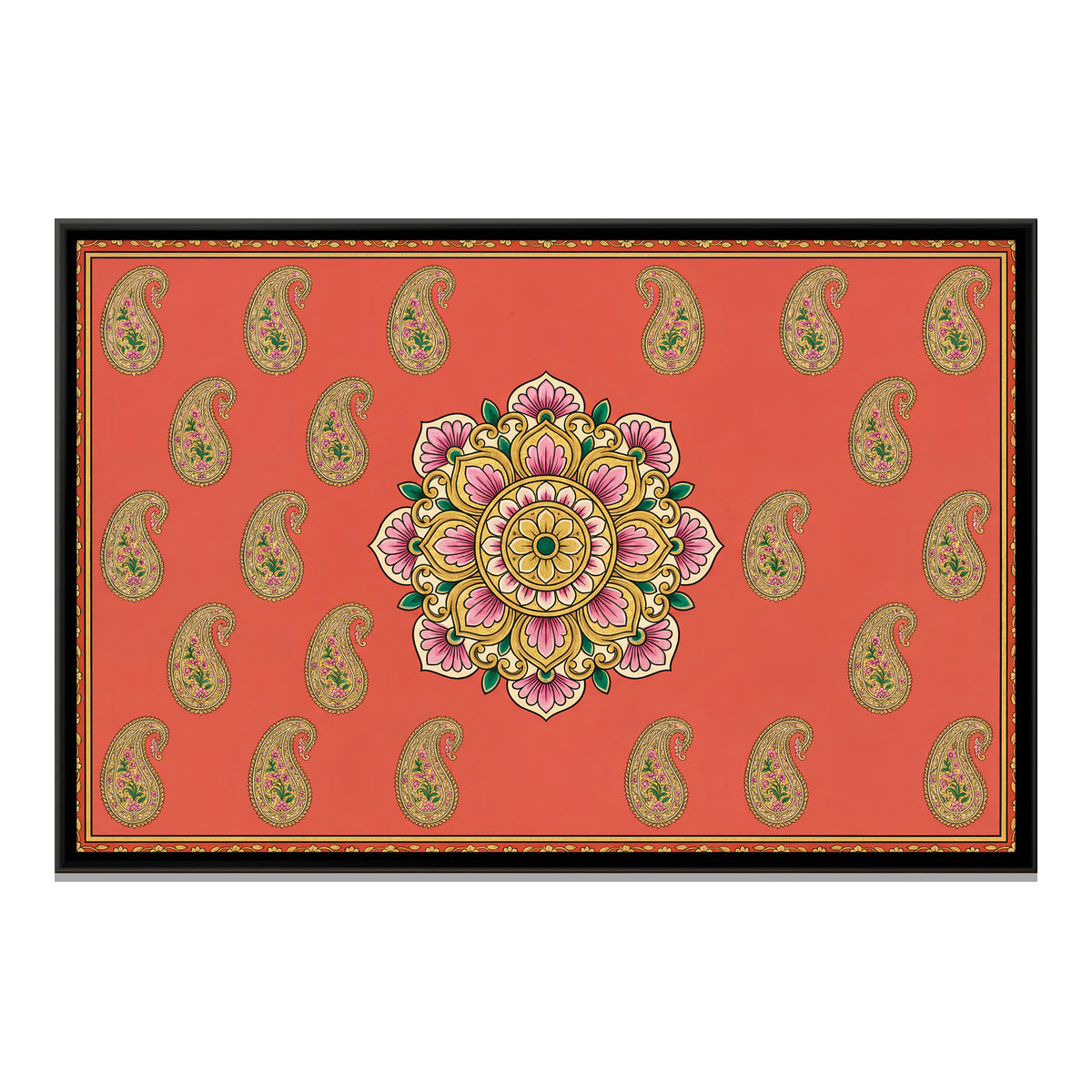 Pichwai Paisley Mandala — framed canvas print, front view