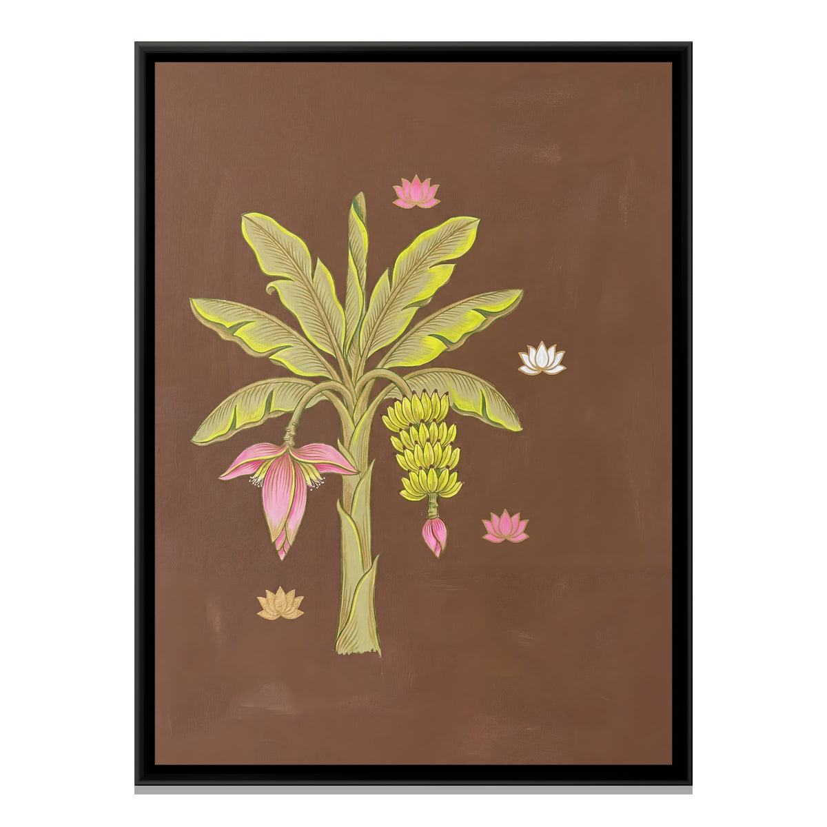 Banana Tree and Lotus — framed canvas print, front view