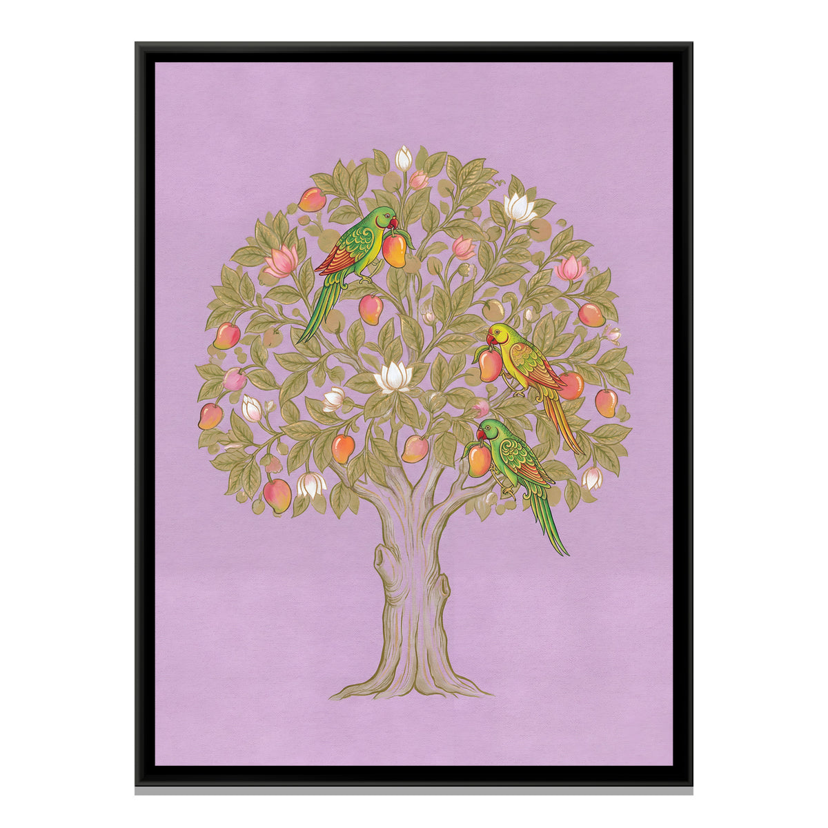 Pichwai Tree of Life — framed canvas print, front view