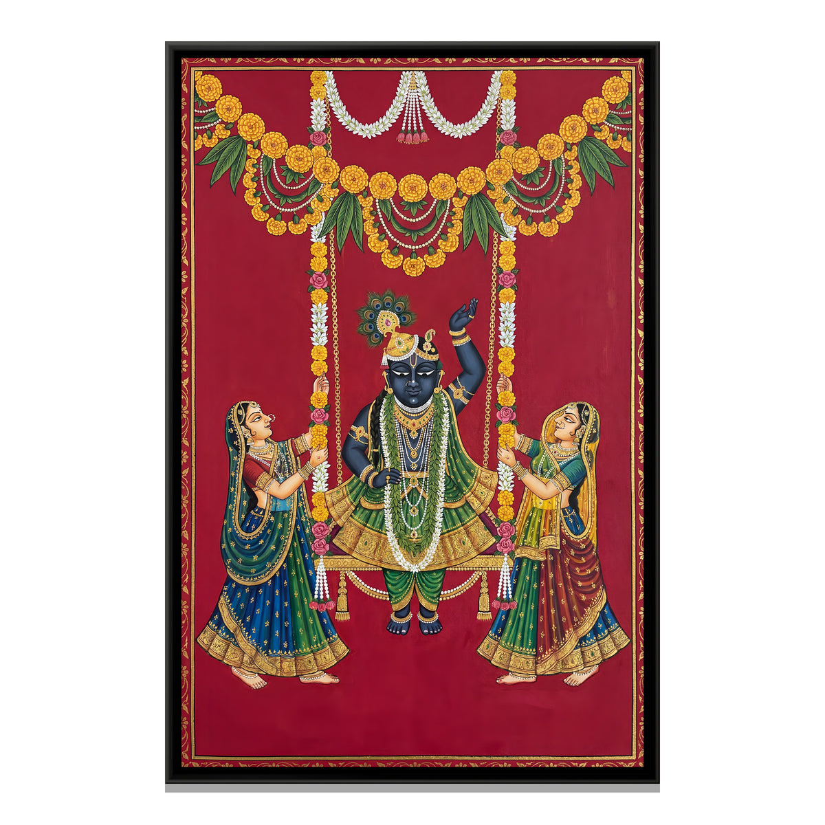Shrinathji Hindola — framed canvas print, front view