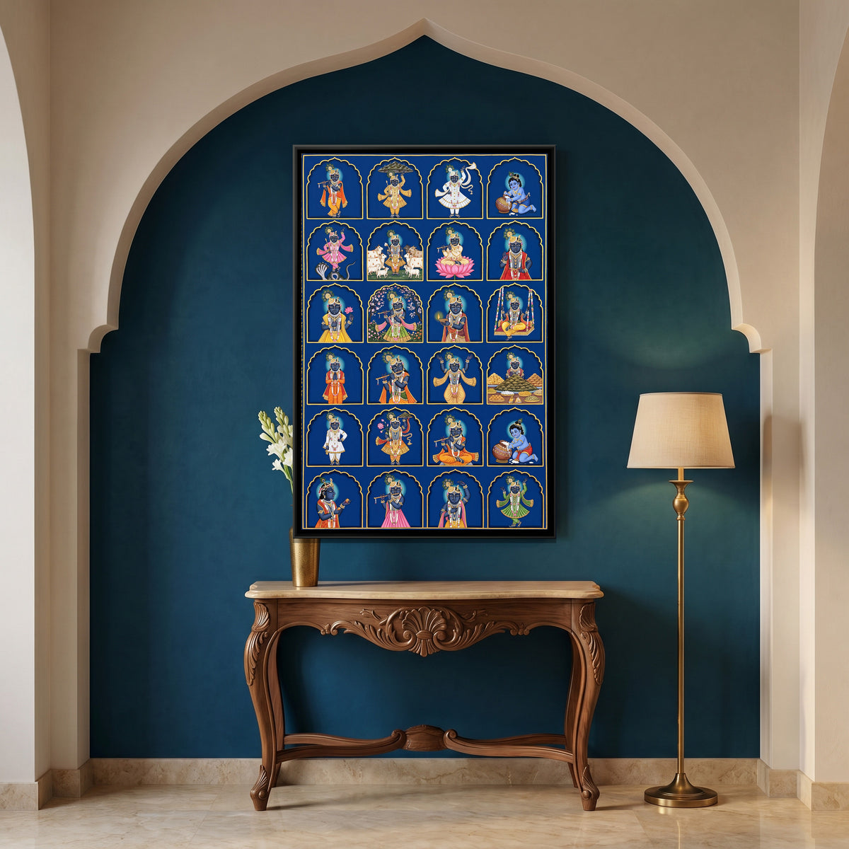 Shrinathji 24 Forms — canvas art shown in a styled room