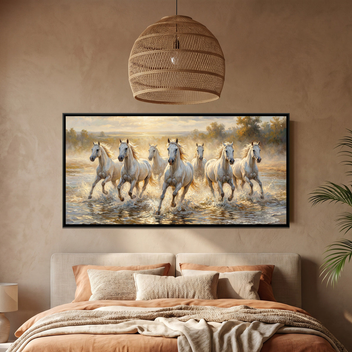 7 Horses — framed canvas art hung on a wall