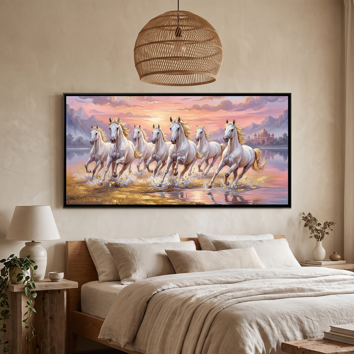 7 Horses — framed canvas art hung on a wall
