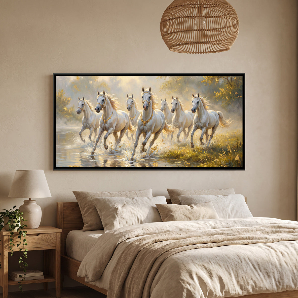 7 Horses — framed canvas art hung on a wall