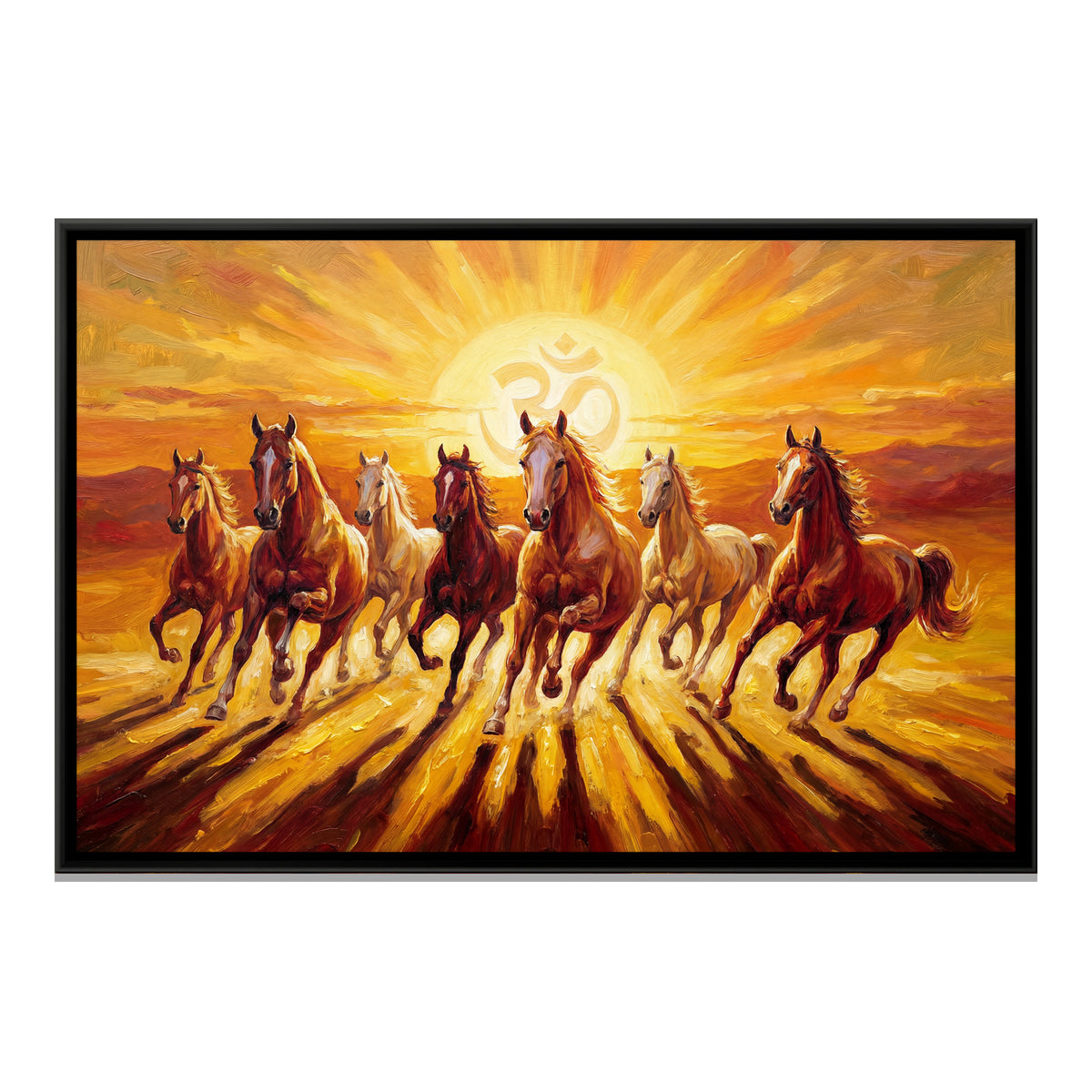 7 Horses — framed canvas print, front view
