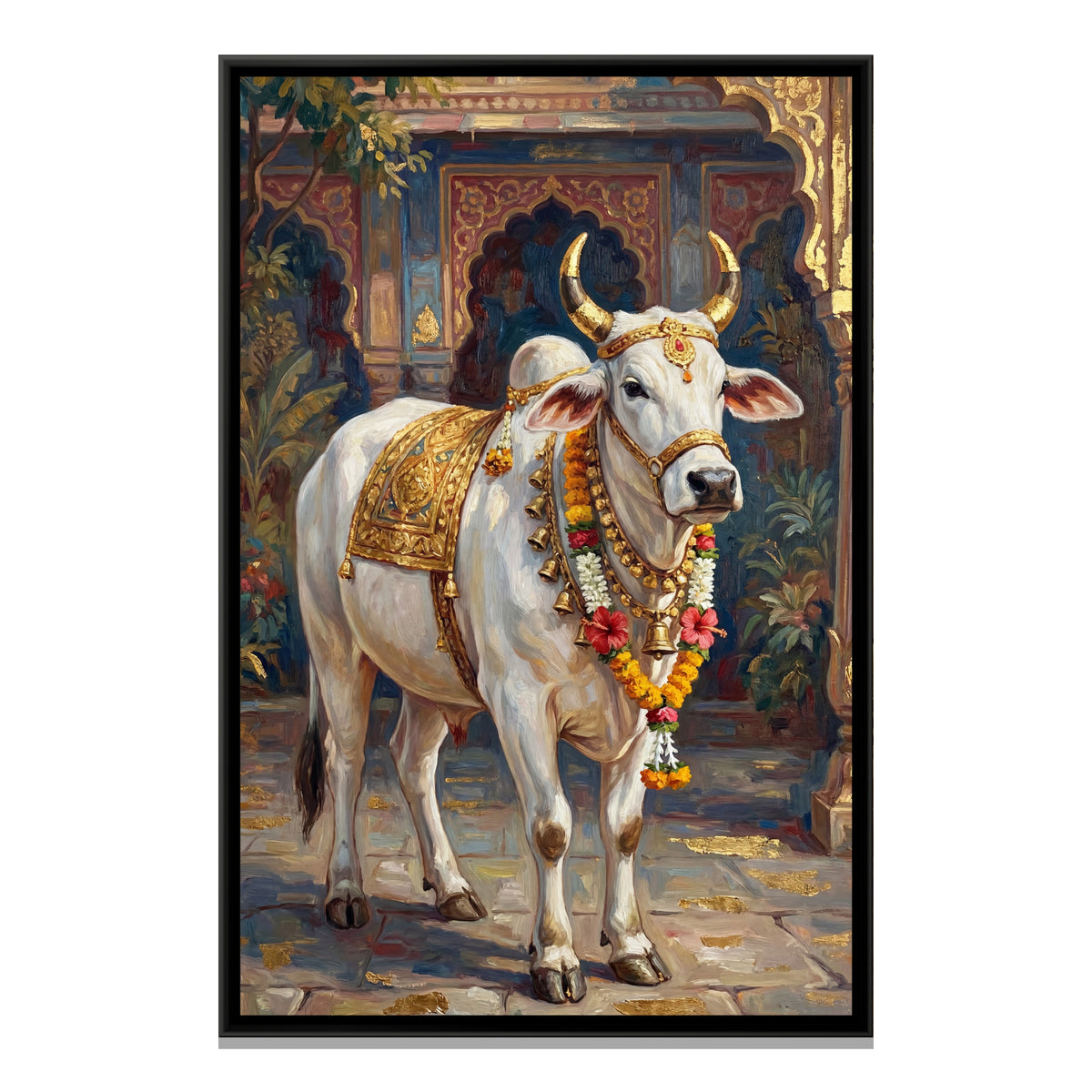 Nandi Ji — framed canvas print, front view